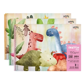 Nokers Kids Dino A4+ Drawing Pad 150 gsm – Pack of 3