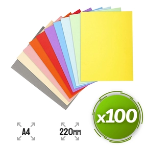 Exacompta A4 220 g Recycled Card Pocket Folders – 100 pcs Mix Colours