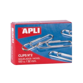 Apli Nickel‑Plated Paper Clips (Box 100 pcs)