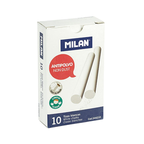 Milan Dustproof Chalks White (Box 10 Pieces)