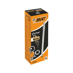 BIC Cristal Shine (Pack 20 Pcs.) (Silver - Black Ink)