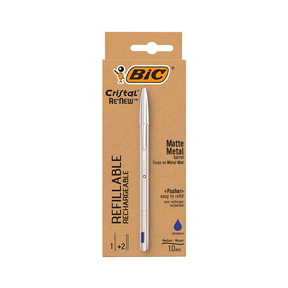 BIC Cristal Re'New (Blister + 2 Refills) (Blue)