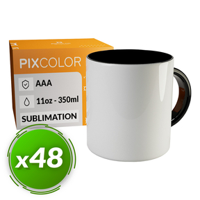 PixColor Black Sublimation Mug - Premium AAA Quality (Pack 48)