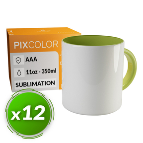 PixColor Light Green Sublimation Mug - Premium AAA Quality (12 Pack)