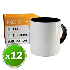 PixColor Black Sublimation Mug - Premium AAA Quality (12 Pack)