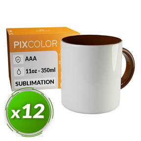 PixColor Brown Sublimation Mug - Premium AAA Quality (12 Pack)